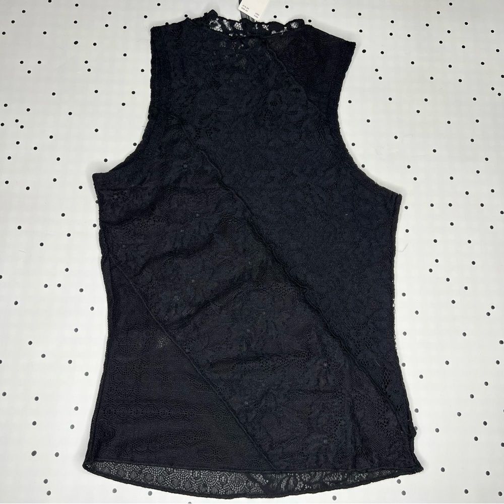 🖤 Anthropologie 🖤 Lace Mock Neck Tank Black NEW - Picture 5 of 14